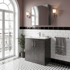 [BFPF2605G] Winshill Contemporary 2 Door Floor Standing Vanity Unit with Curved Basin - Choice of Size and Colour