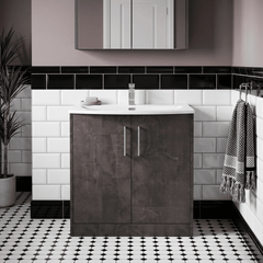 [BFPF2605G] Winshill Contemporary 2 Door Floor Standing Vanity Unit with Curved Basin - Choice of Size and Colour - Silo