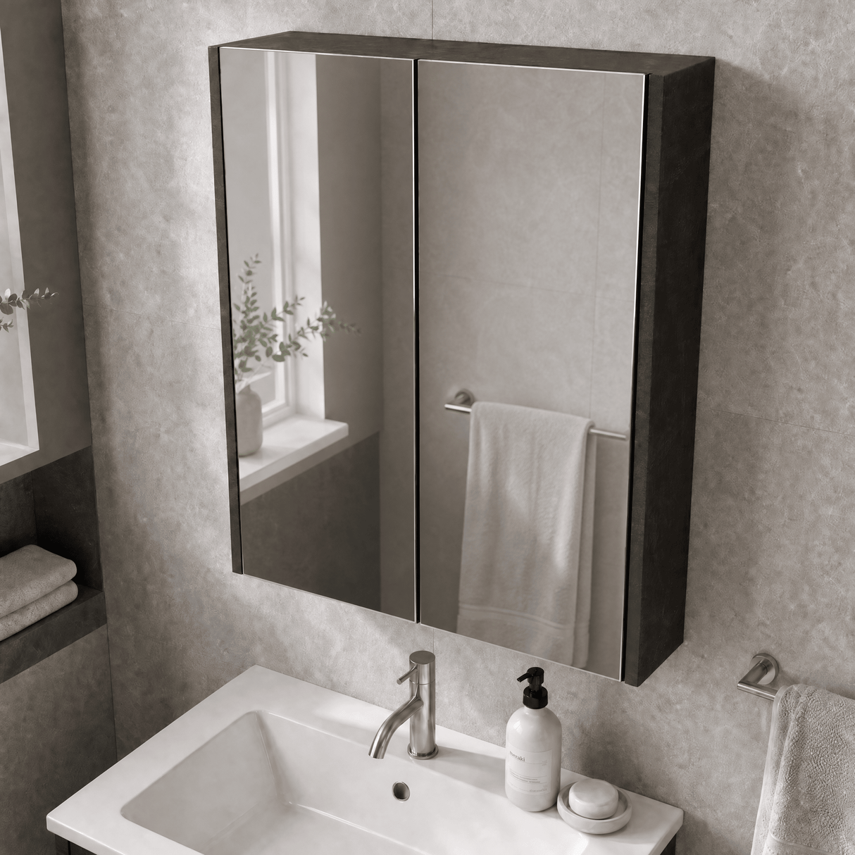 [BFPF2617] Winshill Wall Hung Mirror Cabinet Unit, 600mm, Choice of Colour