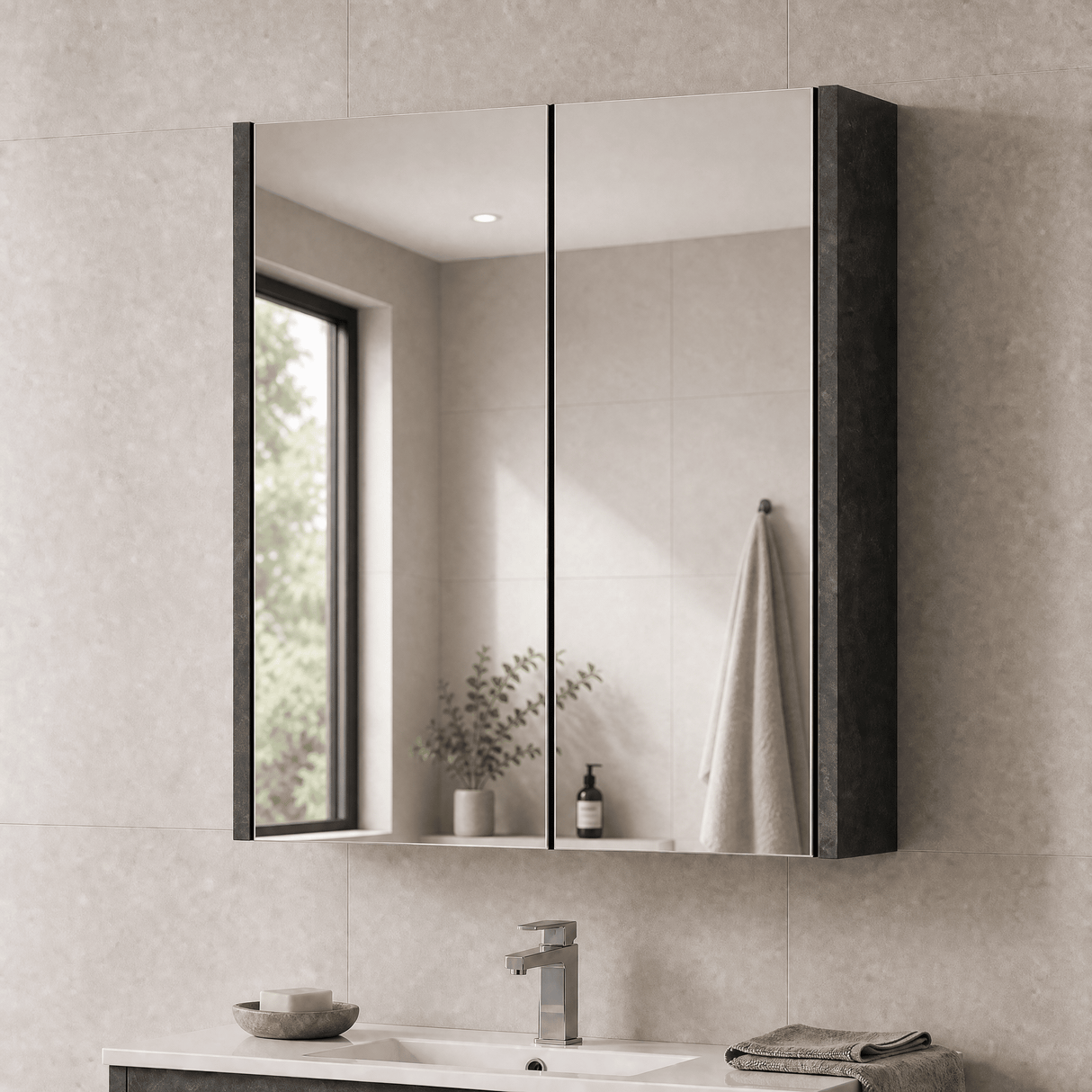 [BFPF2617] Winshill Wall Hung Mirror Cabinet Unit, 600mm, Choice of Colour