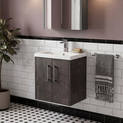 [BFPF2621A] Winshill Contemporary 2 Door Wall Hung Vanity Unit with Mid-Edge Basin - Choice of Size and Colour
