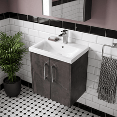 [BFPF2621A] Winshill Contemporary 2 Door Wall Hung Vanity Unit with Mid-Edge Basin - Choice of Size and Colour