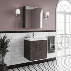 [BFPF2621A] Winshill Contemporary 2 Door Wall Hung Vanity Unit with Mid-Edge Basin - Choice of Size and Colour
