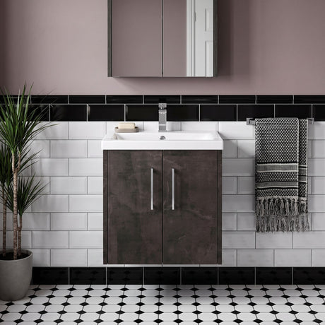 [BFPF2621A] Winshill Contemporary 2 Door Wall Hung Vanity Unit with Mid-Edge Basin - Choice of Size and Colour - Silo