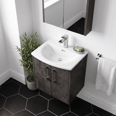 [BFPF2621G] Winshill Contemporary 2 Door Wall Hung Vanity Unit with Curved Basin - Choice of Size and Colour