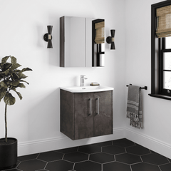 [BFPF2621G] Winshill Contemporary 2 Door Wall Hung Vanity Unit with Curved Basin - Choice of Size and Colour