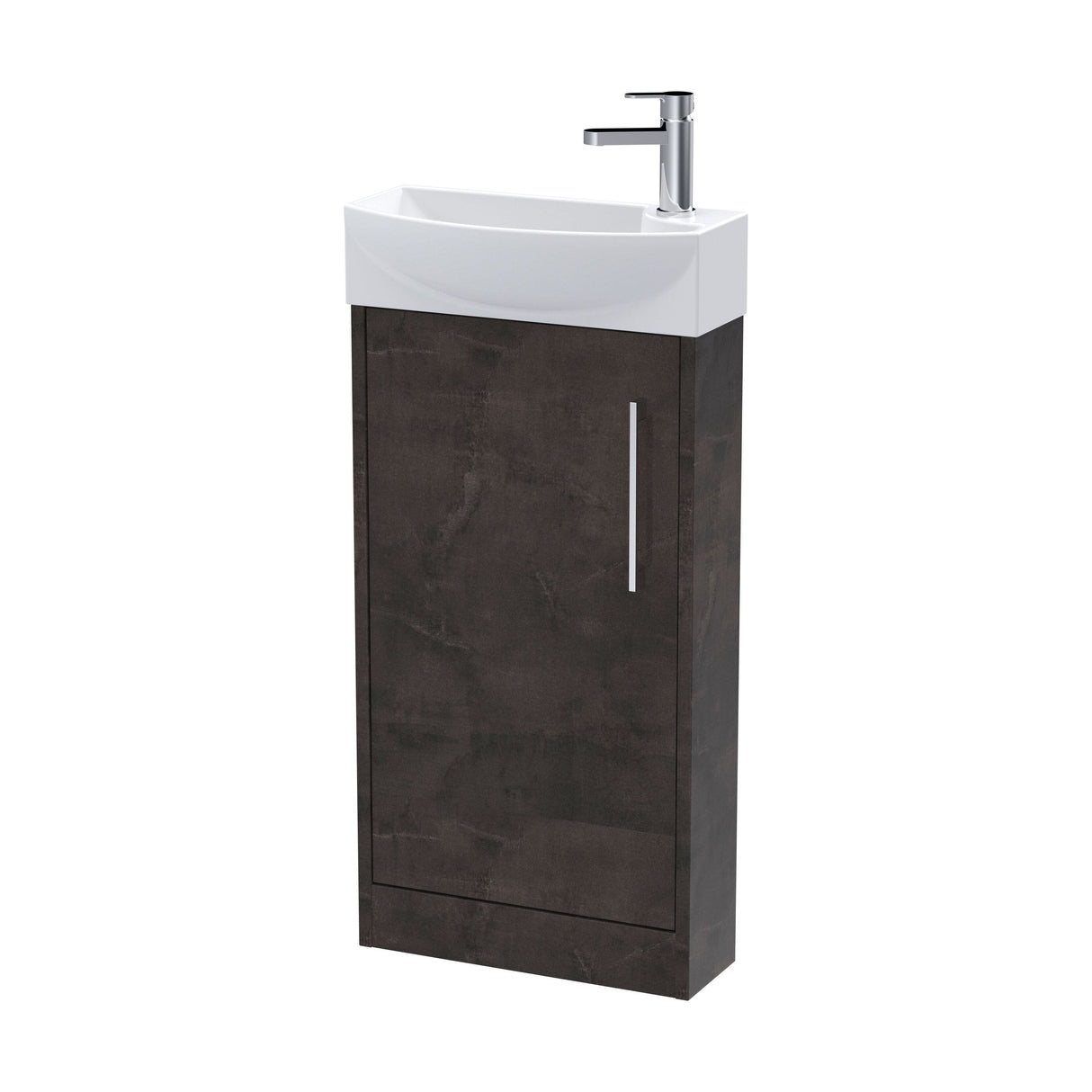 [BFPF2621L] Winshill Contemporary 1 Door Floor Standing Cloakroom Vanity Unit with Basin - Choice of Orientation and Colour - Cutout