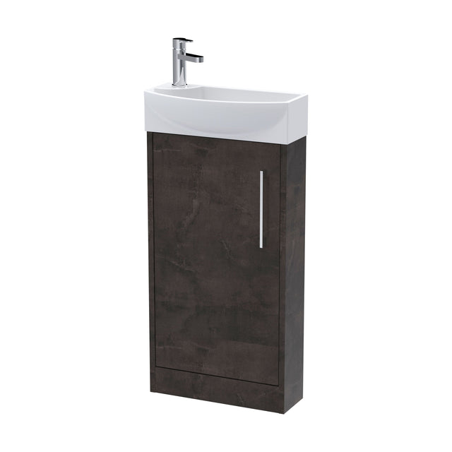 [BFPF2621R] Winshill Contemporary 1 Door Right-Hand Floor Standing Cloakroom Vanity Unit with Basin, Metallic Slate, 440mm - Cutout