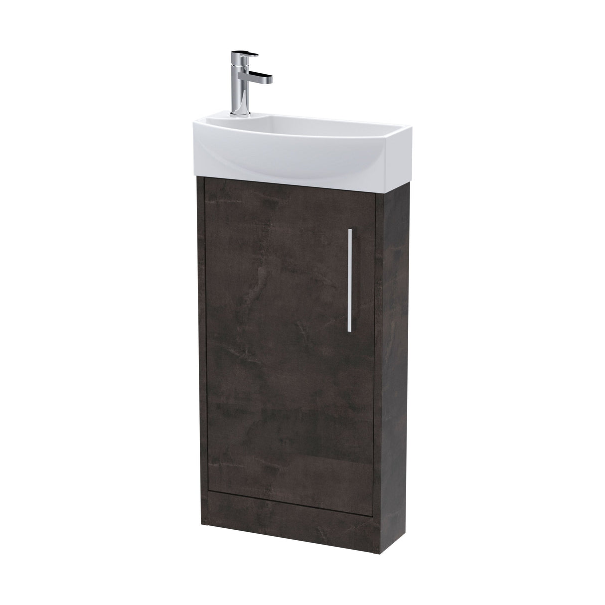[BFPF2621R] Winshill Contemporary 1 Door Floor Standing Cloakroom Vanity Unit with Basin - Choice of Orientation and Colour - Cutout