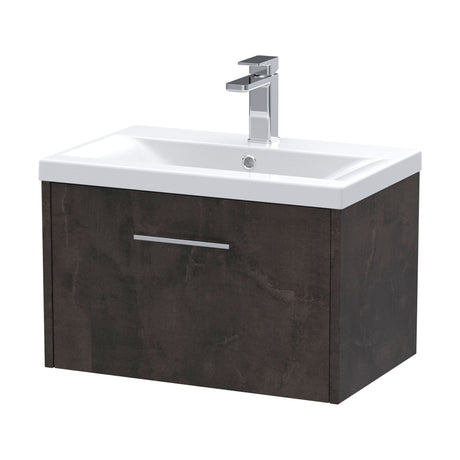 [BFPF2622A] Winshill Contemporary 1 Drawer Wall Hung Vanity Unit with Mid-Edge Basin, Metallic Slate, 600mm - Cutout
