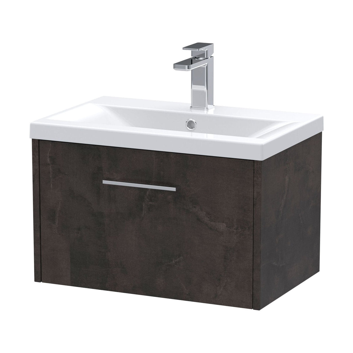 [BFPF2622A] Winshill Contemporary 1 Drawer Wall Hung Vanity Unit with Mid-Edge Basin - Choice of Size and Colour - Cutout