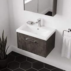 [BFPF2622A] Winshill Contemporary 1 Drawer Wall Hung Vanity Unit with Mid-Edge Basin - Choice of Size and Colour