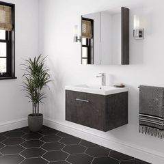 [BFPF2622A] Winshill Contemporary 1 Drawer Wall Hung Vanity Unit with Mid-Edge Basin - Choice of Size and Colour