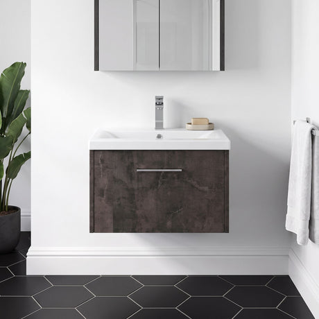 [BFPF2622A] Winshill Contemporary 1 Drawer Wall Hung Vanity Unit with Mid-Edge Basin - Choice of Size and Colour - Silo