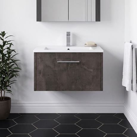 [BFPF2622B] Winshill Wall Hung 1 Drawer Vanity Unit with 1 Tap Hole Minimalist Basin, Choice of Size and Colour - Silo