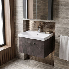[BFPF2622D] Winshill Contemporary 1 Drawer Wall Hung Vanity Unit with Thin Edge Basin - Choice of Size and Colour
