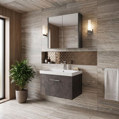 [BFPF2622D] Winshill Contemporary 1 Drawer Wall Hung Vanity Unit with Thin Edge Basin - Choice of Size and Colour