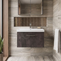 [BFPF2622D] Winshill Contemporary 1 Drawer Wall Hung Vanity Unit with Thin Edge Basin - Choice of Size and Colour - Silo