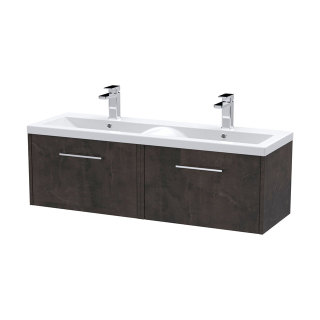 [BFPF2622F] Winshill Contemporary 2 Drawer Wall Hung Vanity Unit with Double Basin, Metallic Slate, 1200mm - Cutout