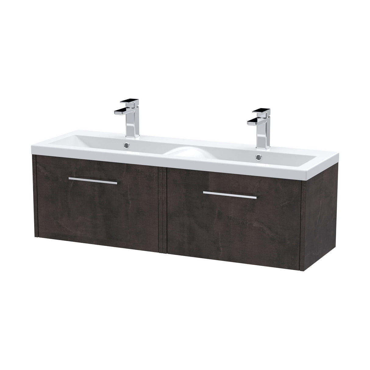 [BFPF2622F] Winshill Contemporary 2 Drawer Wall Hung Vanity Unit with Double Ceramic Basin, 1200mm, Choice of Colour - Cutout