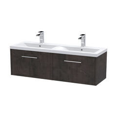 [BFPF2622F] Winshill Contemporary 2 Drawer Wall Hung Vanity Unit with Double Ceramic Basin, 1200mm, Choice of Colour - Cutout