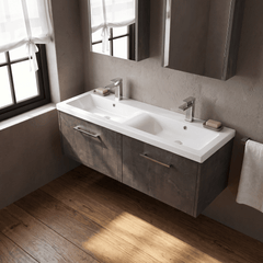 [BFPF2622F] Winshill Contemporary 2 Drawer Wall Hung Vanity Unit with Double Ceramic Basin, 1200mm, Choice of Colour