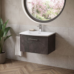 [BFPF2622G] Winshill Contemporary 1 Drawer Wall Hung Vanity Unit with Curved Basin, Choice of Size and Colour