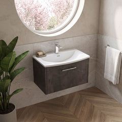 [BFPF2622G] Winshill Contemporary 1 Drawer Wall Hung Vanity Unit with Curved Basin, Choice of Size and Colour