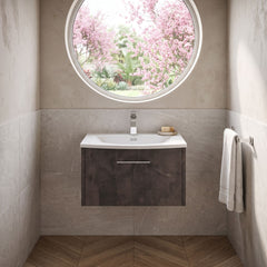 [BFPF2622G] Winshill Contemporary 1 Drawer Wall Hung Vanity Unit with Curved Basin, Choice of Size and Colour - Silo