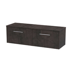 [BFPF2622W2] Winshill Contemporary 2 Drawer 1200mm Wall Hung Vanity Unit with Worktop - Choice of Colour - Cutout