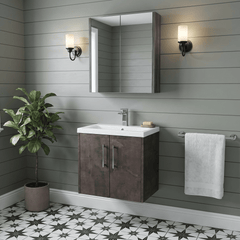 [BFPF2623A] Winshill Contemporary 2 Door Wall Hung Vanity Unit with Mid-Edge Basin - Choice of Size and Colour