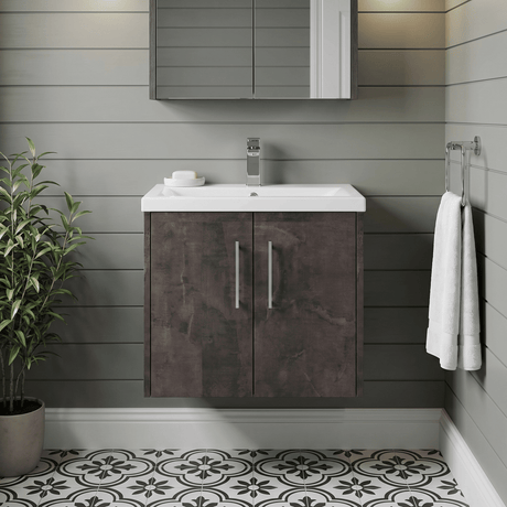 [BFPF2623A] Winshill Contemporary 2 Door Wall Hung Vanity Unit with Mid-Edge Basin - Choice of Size and Colour - Silo