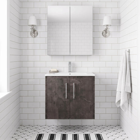 [BFPF2623B] Winshill Contemporary 2 Door Wall Hung Vanity Unit with Minimalist Basin - Choice of Size and Colour - Silo
