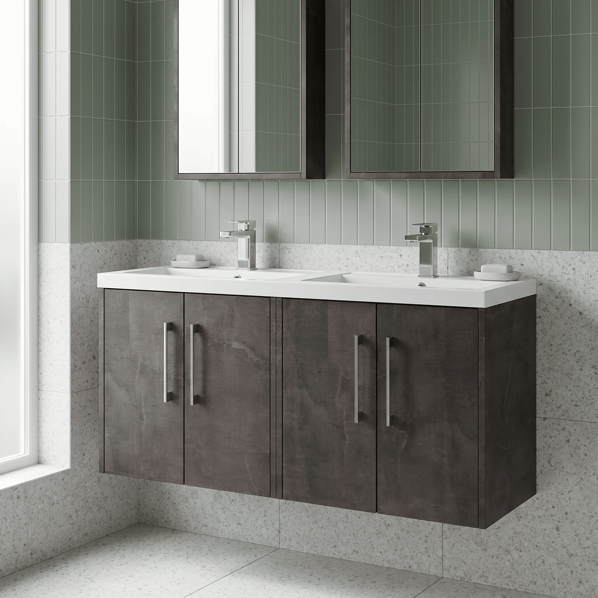 [BFPF2623C] Winshill Contemporary 4 Door 1200mm Wall Hung Vanity Unit with Thin Edge Basin - Choice of Colour