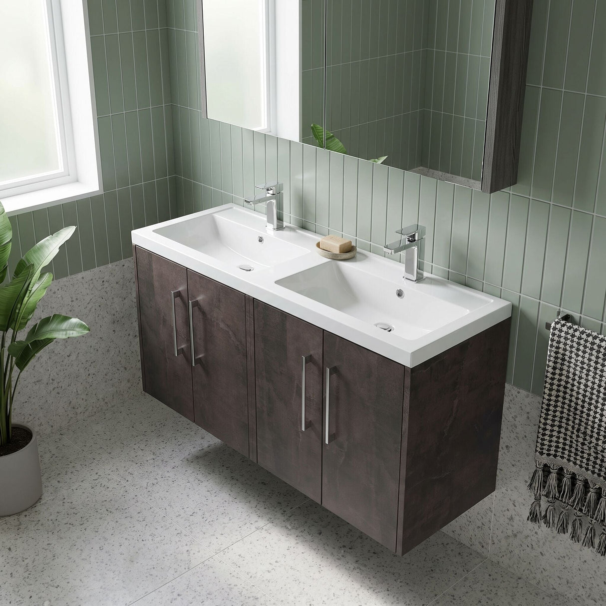 [BFPF2623C] Winshill Contemporary 4 Door 1200mm Wall Hung Vanity Unit with Thin Edge Basin - Choice of Colour