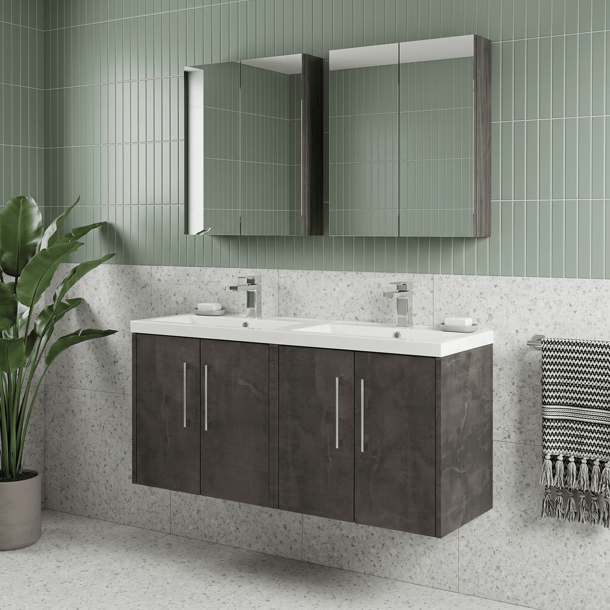 [BFPF2623C] Winshill Contemporary 4 Door 1200mm Wall Hung Vanity Unit with Thin Edge Basin - Choice of Colour