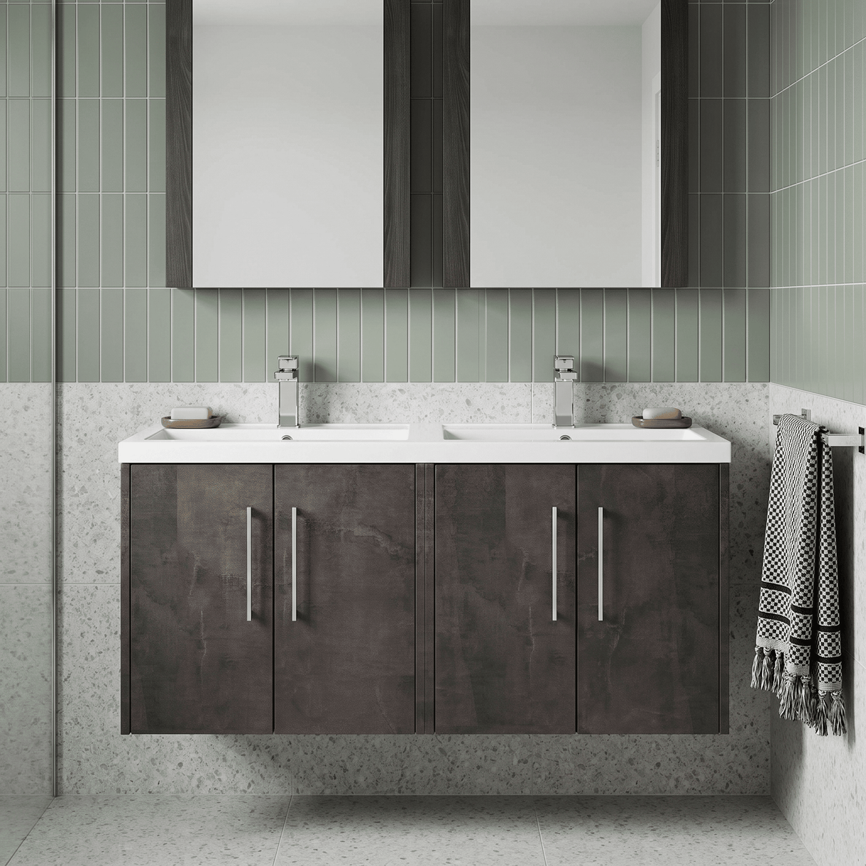 [BFPF2623C] Winshill Contemporary 4 Door 1200mm Wall Hung Vanity Unit with Thin Edge Basin - Choice of Colour - Silo