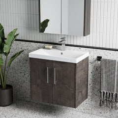 [BFPF2623D] Winshill Contemporary 2 Door Wall Hung Vanity Unit with Thin Edge Basin - Choice of Size and Colour