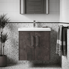 [BFPF2623D] Winshill Contemporary 2 Door Wall Hung Vanity Unit with Thin Edge Basin - Choice of Size and Colour - Silo