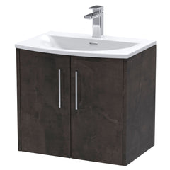 [BFPF2623G] Winshill Contemporary 2 Door Wall Hung Vanity Unit with Curved Basin - Choice of Size and Colour - Cutout