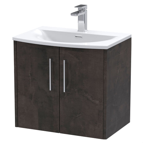 [BFPF2623G] Winshill Contemporary 2 Door Wall Hung Vanity Unit with Curved Basin - Choice of Size and Colour - Cutout