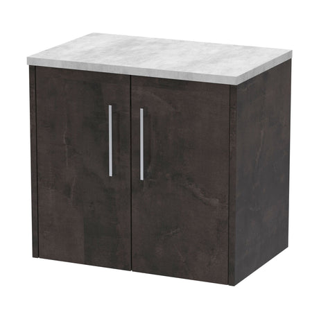 [BFPF2623LBG] Winshill Contemporary 2 Door Wall Hung Vanity Unit with Bellato Grey Laminate Worktop - Choice of Colour - Cutout