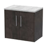 [BFPF2623LBG] Winshill Contemporary 2 Door Wall Hung Vanity Unit with Bellato Grey Laminate Worktop - Choice of Colour - Cutout