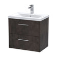 [BFPF2624A] Winshill Contemporary 2 Drawer Wall Hung Vanity Unit with Mid-Edge Basin, Metallic Slate, 600mm - Cutout