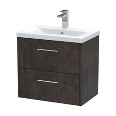 [BFPF2624A] Winshill Contemporary 2 Drawer Wall Hung Vanity Unit with Mid-Edge Basin - Choice of Size and Colour - Cutout