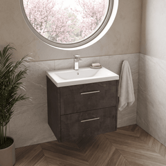 [BFPF2624A] Winshill Contemporary 2 Drawer Wall Hung Vanity Unit with Mid-Edge Basin - Choice of Size and Colour