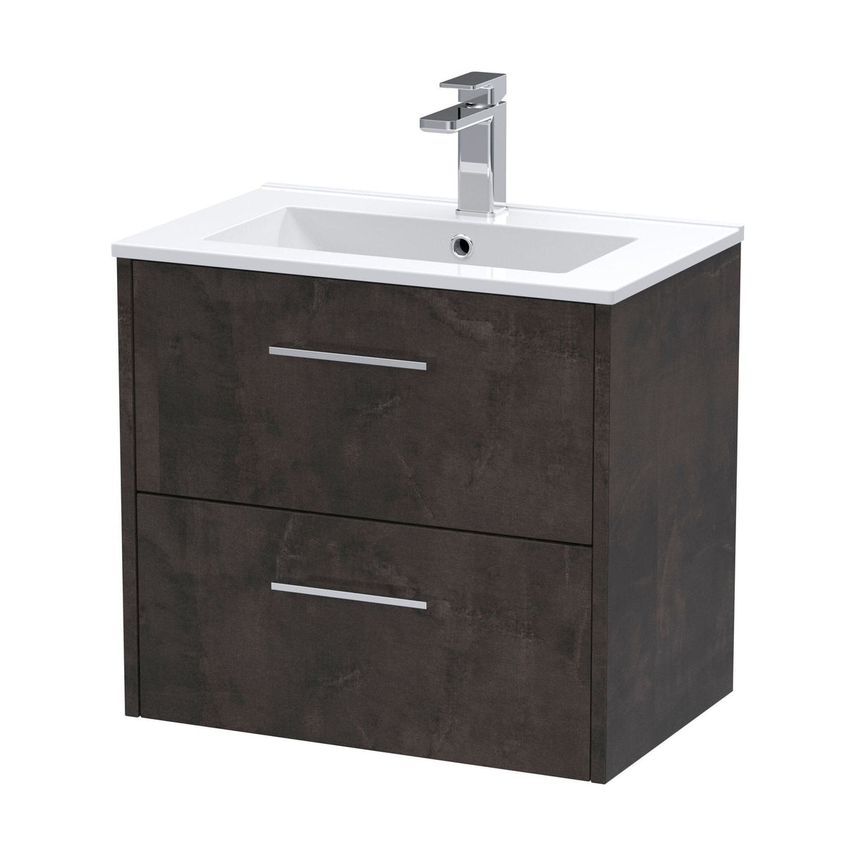[BFPF2624B] Winshill Contemporary 2 Drawer Wall Hung Vanity Unit with Minimalist Basin, Choice of Size and Colour - Cutout