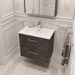 [BFPF2624B] Winshill Contemporary 2 Drawer Wall Hung Vanity Unit with Minimalist Basin, Choice of Size and Colour