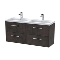 [BFPF2624C] Winshill Contemporary 4 Drawer 1200mm Wall Hung Vanity Unit with Double Basin - Choice of Colour - Cutout