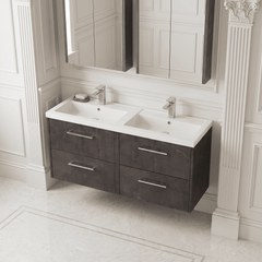 [BFPF2624C] Winshill Contemporary 4 Drawer 1200mm Wall Hung Vanity Unit with Double Basin - Choice of Colour